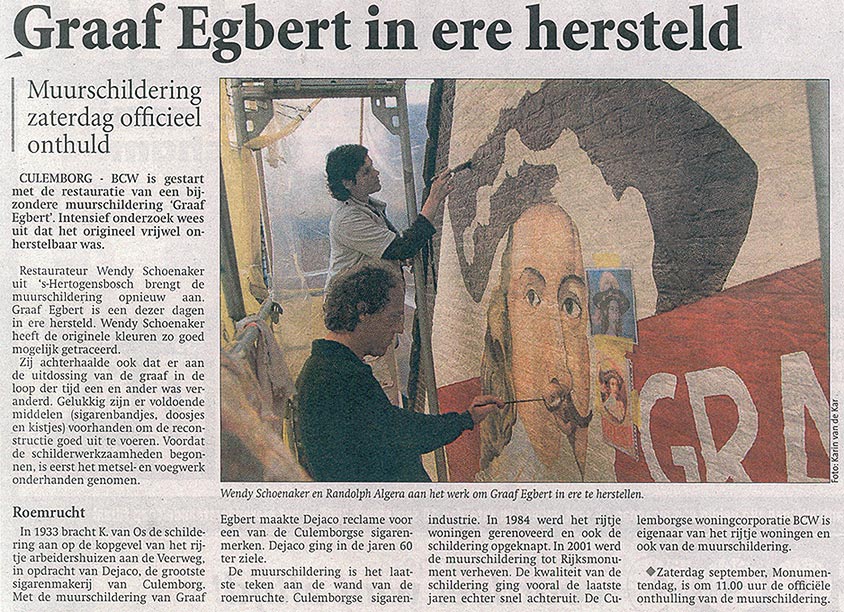 Culemborgse Courant; Graaf Egbert in ere hersteld